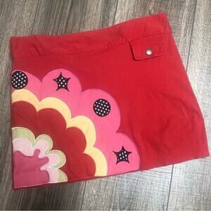Topshop red flower mini skirt - fits like a small